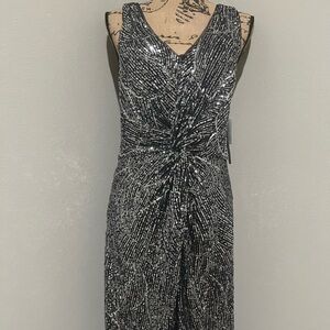 No#-4 London Midi  Sequin Dress in Navy and Silver(Sz-14) Quiet glamour💎💎💎